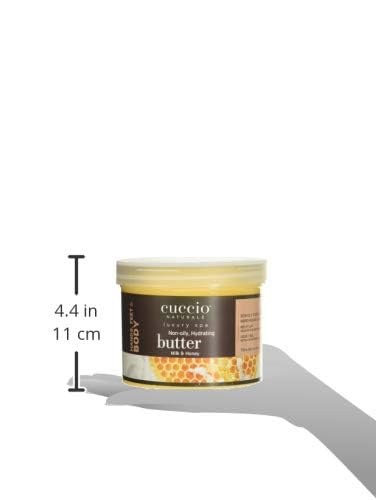 Close-up of Cuccio product label showing milk and honey ingredient callouts