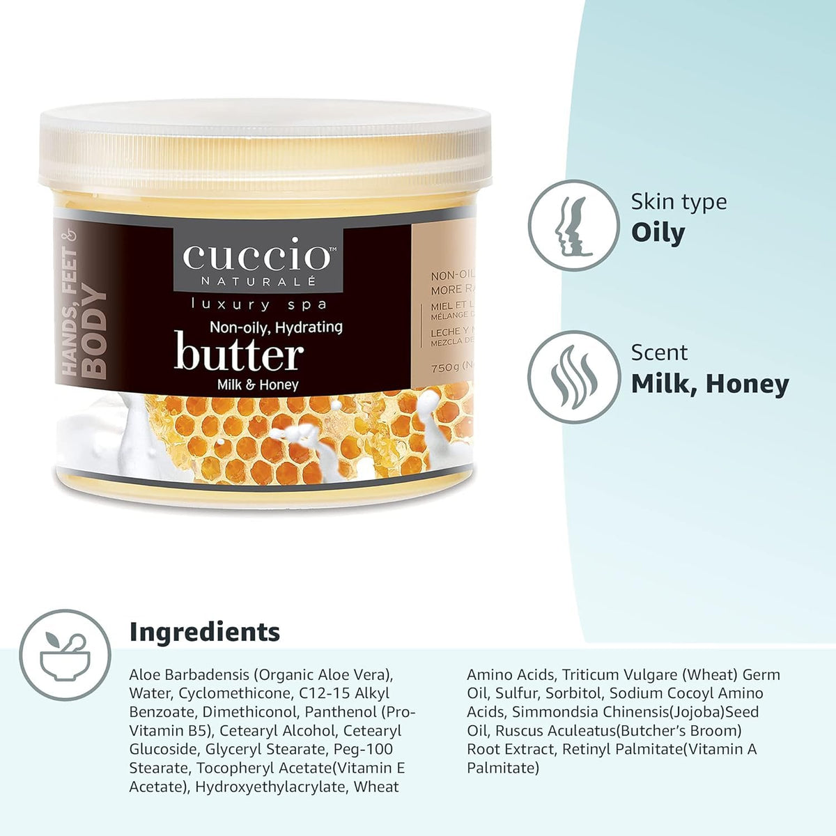 Cuccio cream texture close-up highlighting smooth buttery consistency and absorption