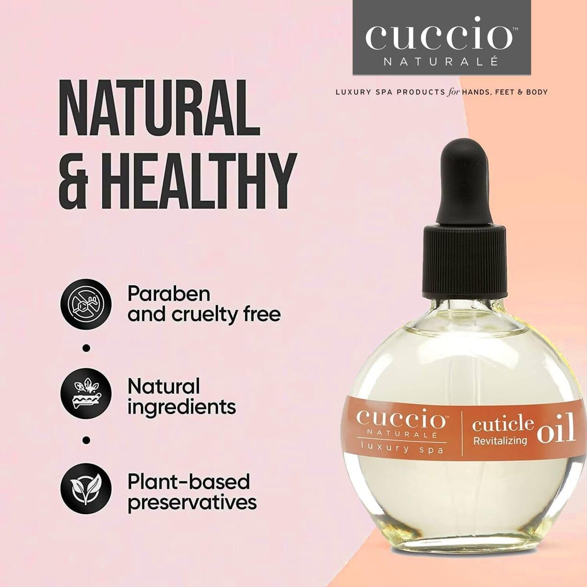 cuccio size comparison hand holding bottle to show travel-friendly benefit