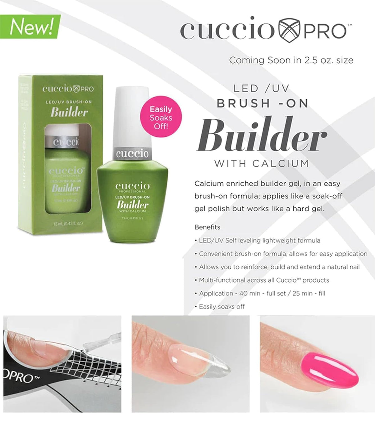 Cuccio texture swatch on a nail showing buildable strength and smooth finish