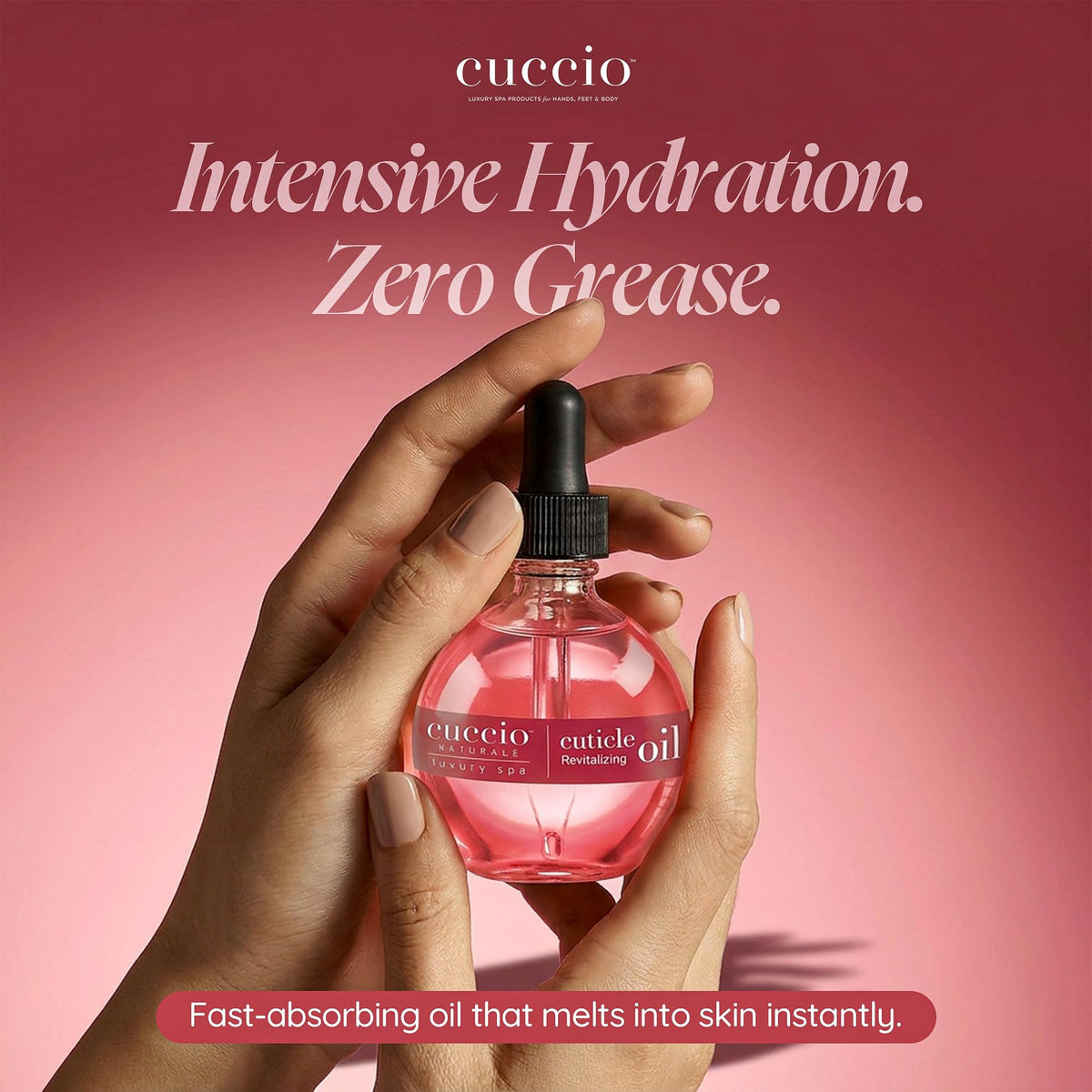 Cuccio on vanity with manicure tools illustrating spa-at-home benefit