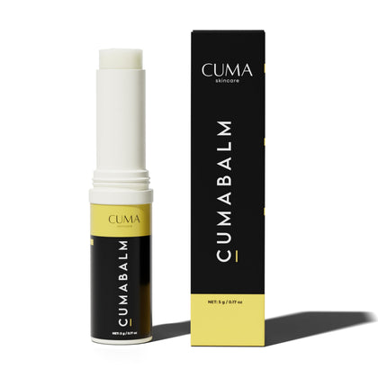 CUMA CumaBalm front jar showing clean plant-based packaging and quick benefits