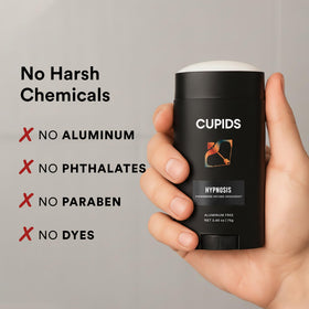 Cupids deodorant being applied by hand showing easy application benefit