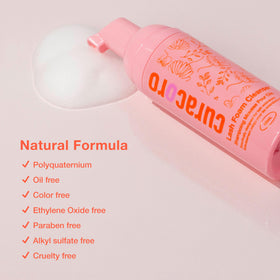 CURACORO bottle label detail highlighting vegan, paraben-free benefits