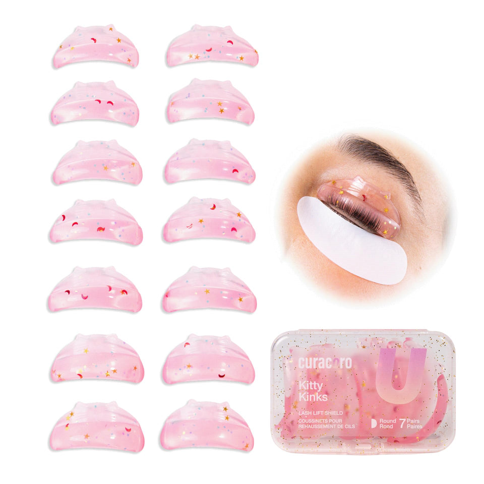 CURACORO front packaging showing 14 lash lift rods and kit benefits