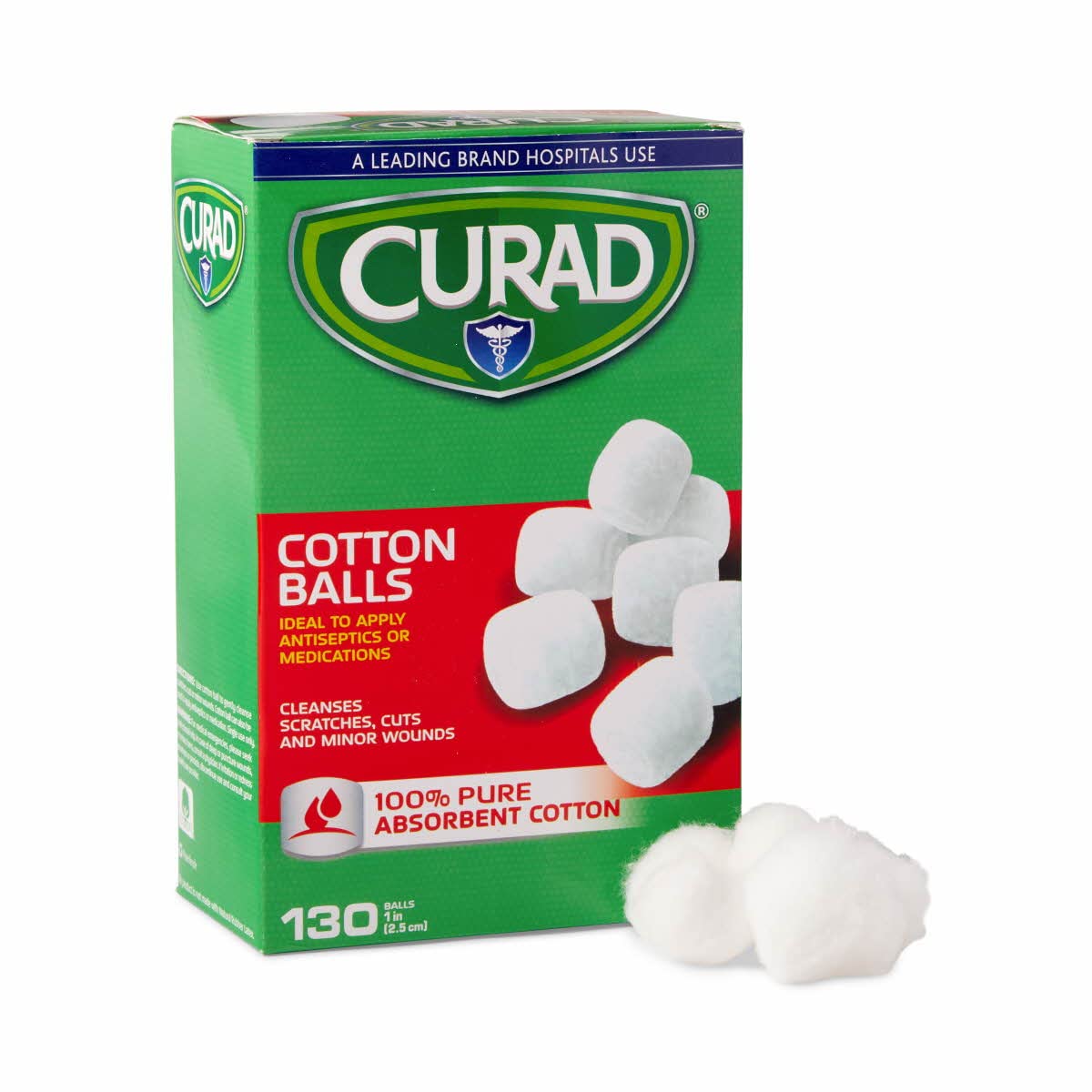 Curad cotton ball close-up texture highlighting pure cotton absorbency