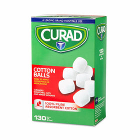 Curad cotton ball in use applying medication demonstrating gentle cleaning