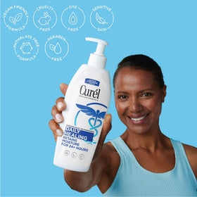 Curel application on hand showing quick absorption and non-greasy feel