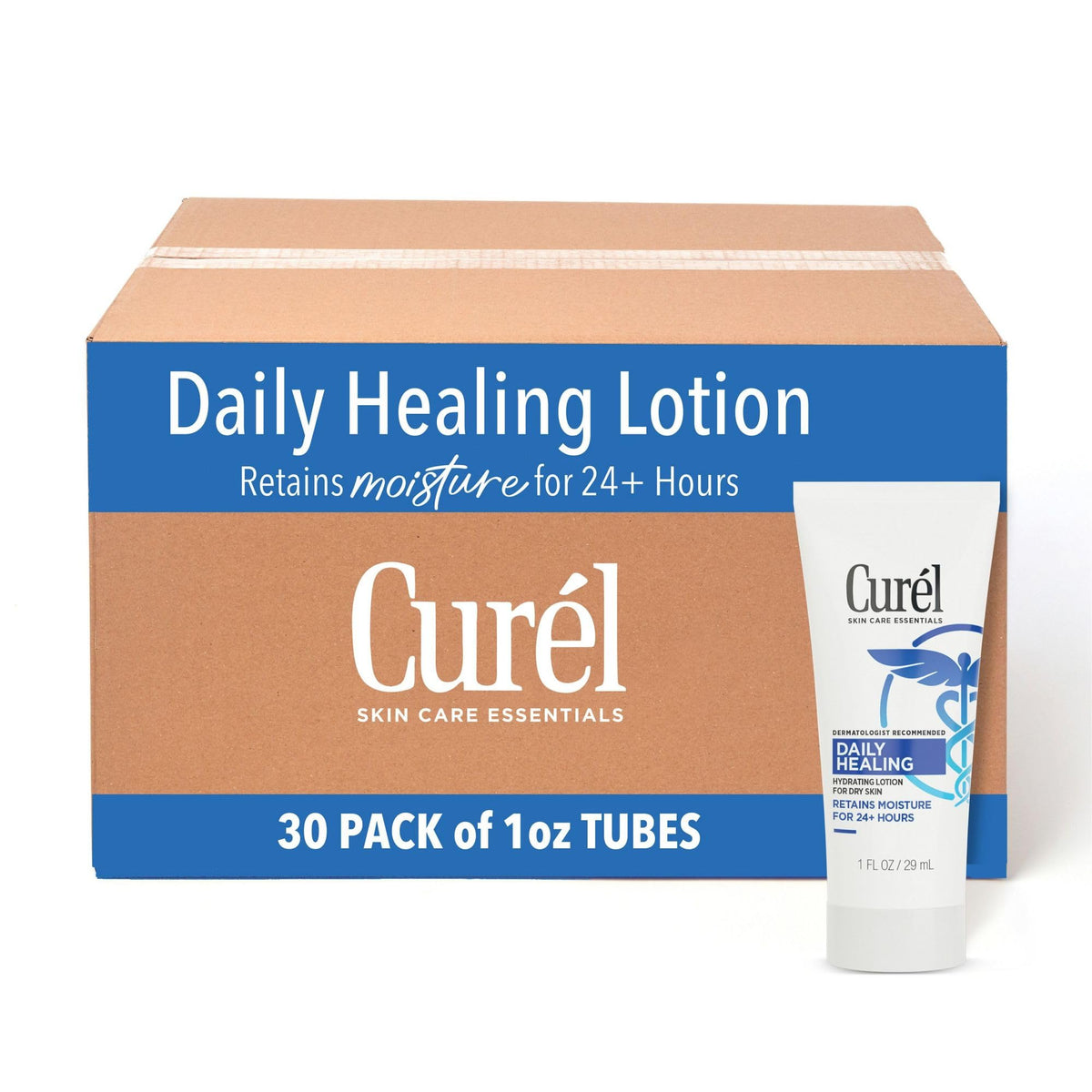 Curel bottle front showing label and size, convenient travel benefit