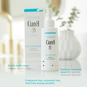Curel bottle with water emulsifying to milky texture for easy rinse