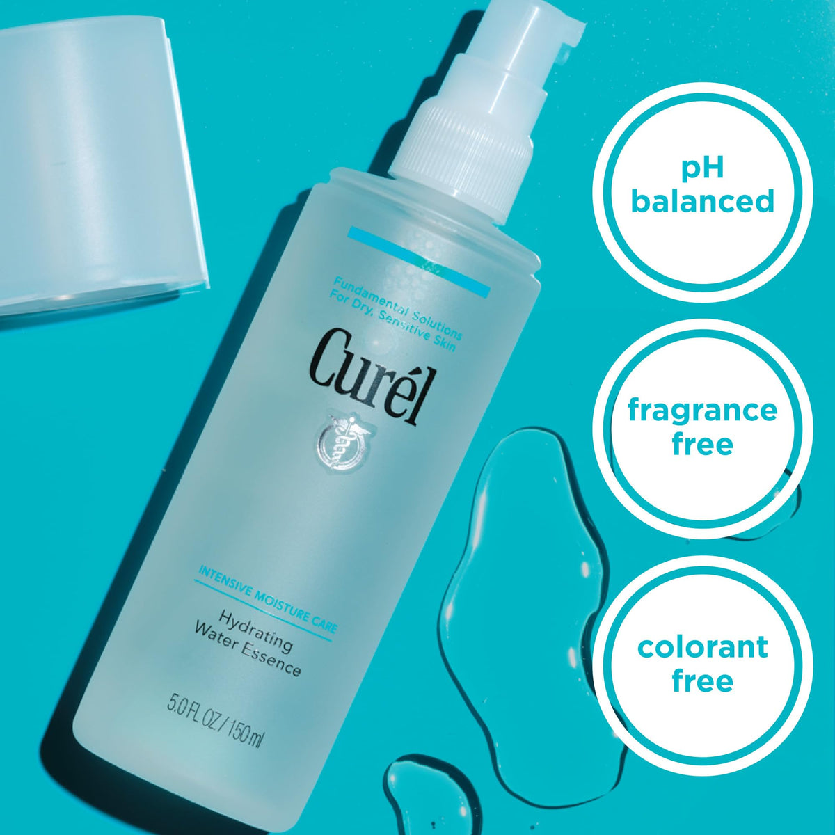 Curel clear gel texture close-up highlighting lightweight moisture delivery.