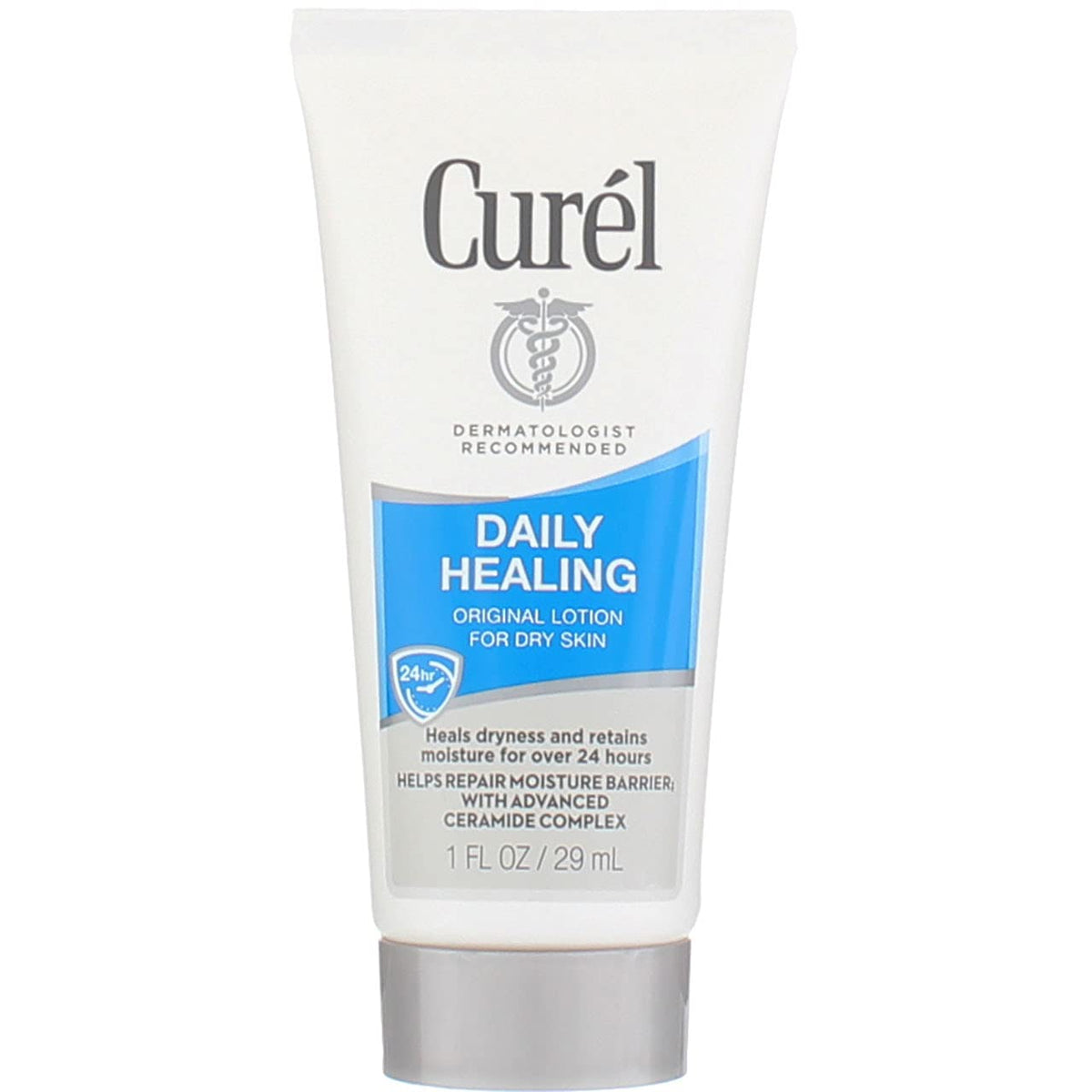 Curel daily healing lotion close-up texture demonstrating smooth, non-greasy moisturizing finish
