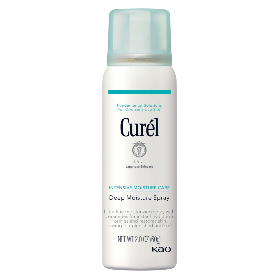 Curel front packaging showing travel spray and clear branding for quick hydration
