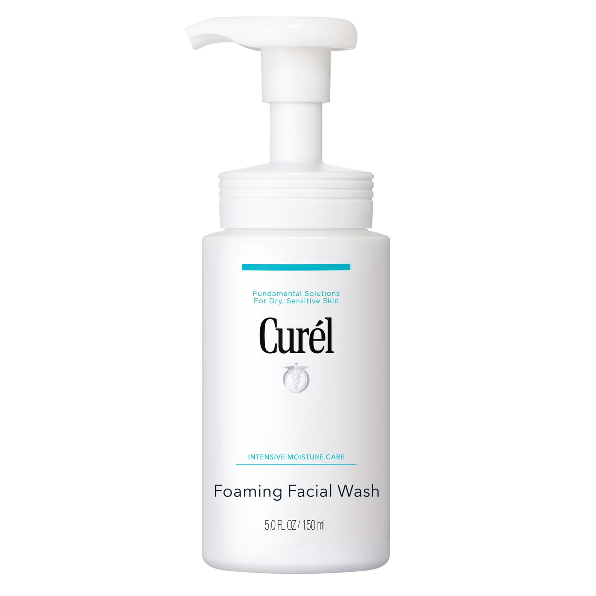 Curel foaming face wash front bottle shows clear label and soothing design benefit