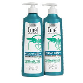 Curel front packaging twin 12 oz bottles showing product and benefit of daily hydration