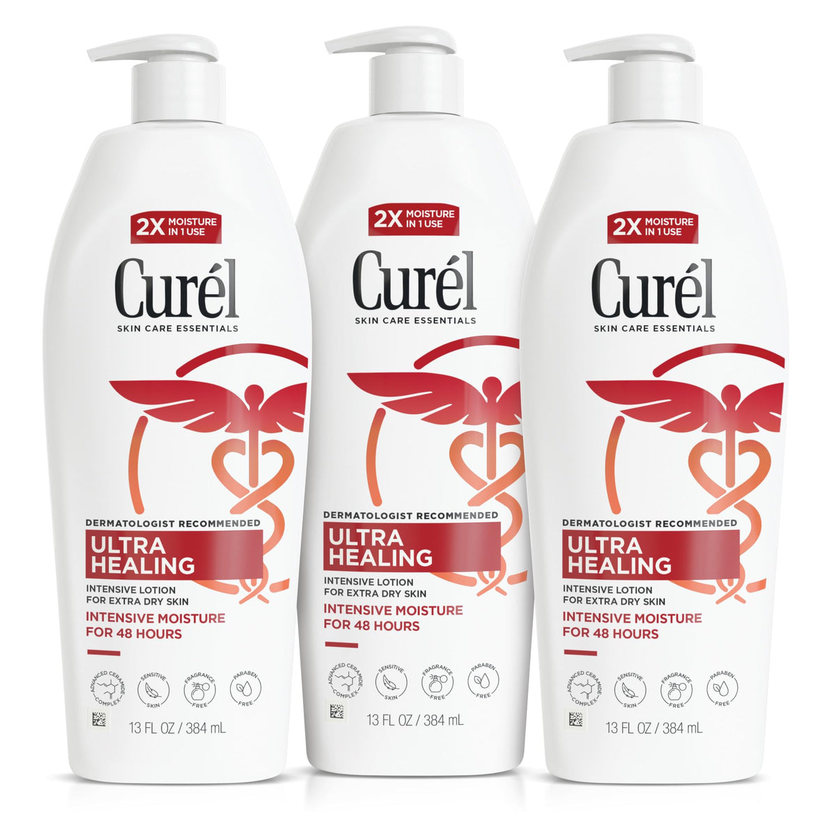 Curel front packaging 13 oz bottle showing product name and benefit