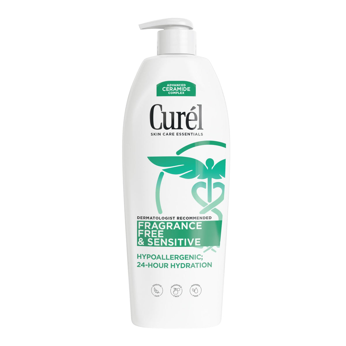 Curel front packaging 20 oz showing product and clear benefit of daily hydration