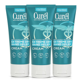 Curel front packaging three-pack showing travel-size tubes and benefits