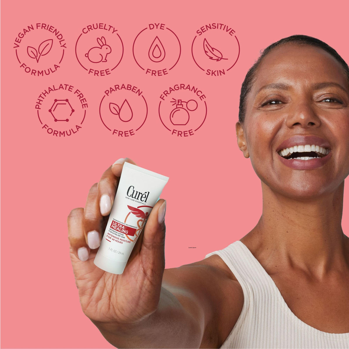 Curel applied to hands for immediate softening and comfort