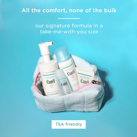 Curel product label highlighting ceramide-supporting ingredients and benefits