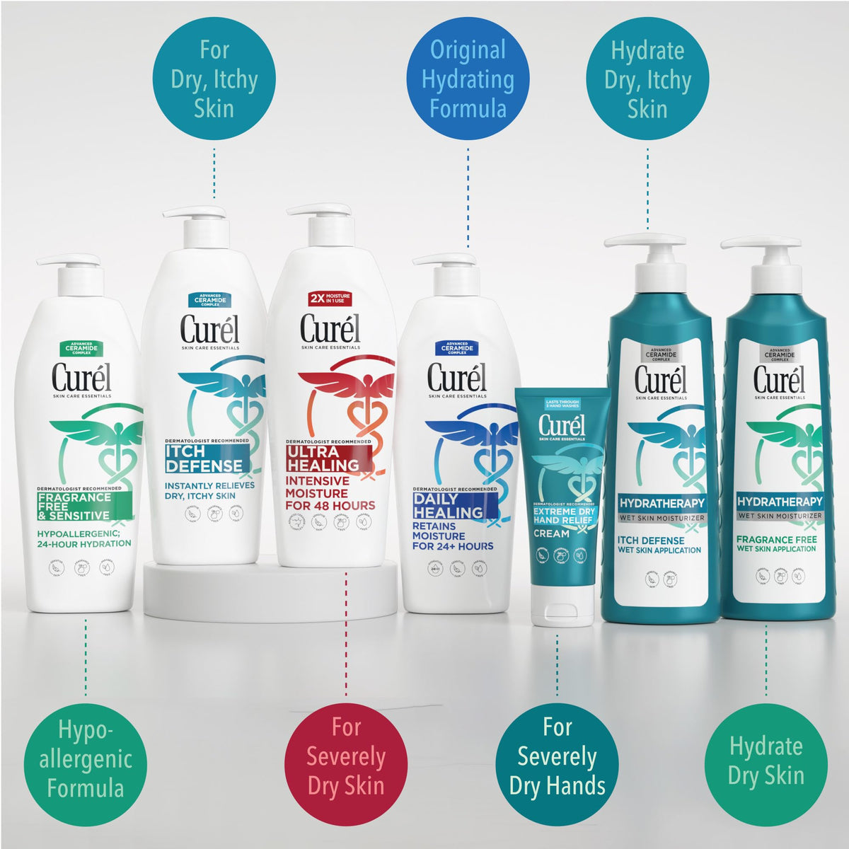 Curel on bathroom shelf lifestyle shot showing convenience in daily shower routine