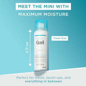 Curel mist being sprayed onto hand providing immediate lightweight moisture