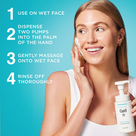 Curel next to moisturizer showing skin prepped and ready for hydration benefit