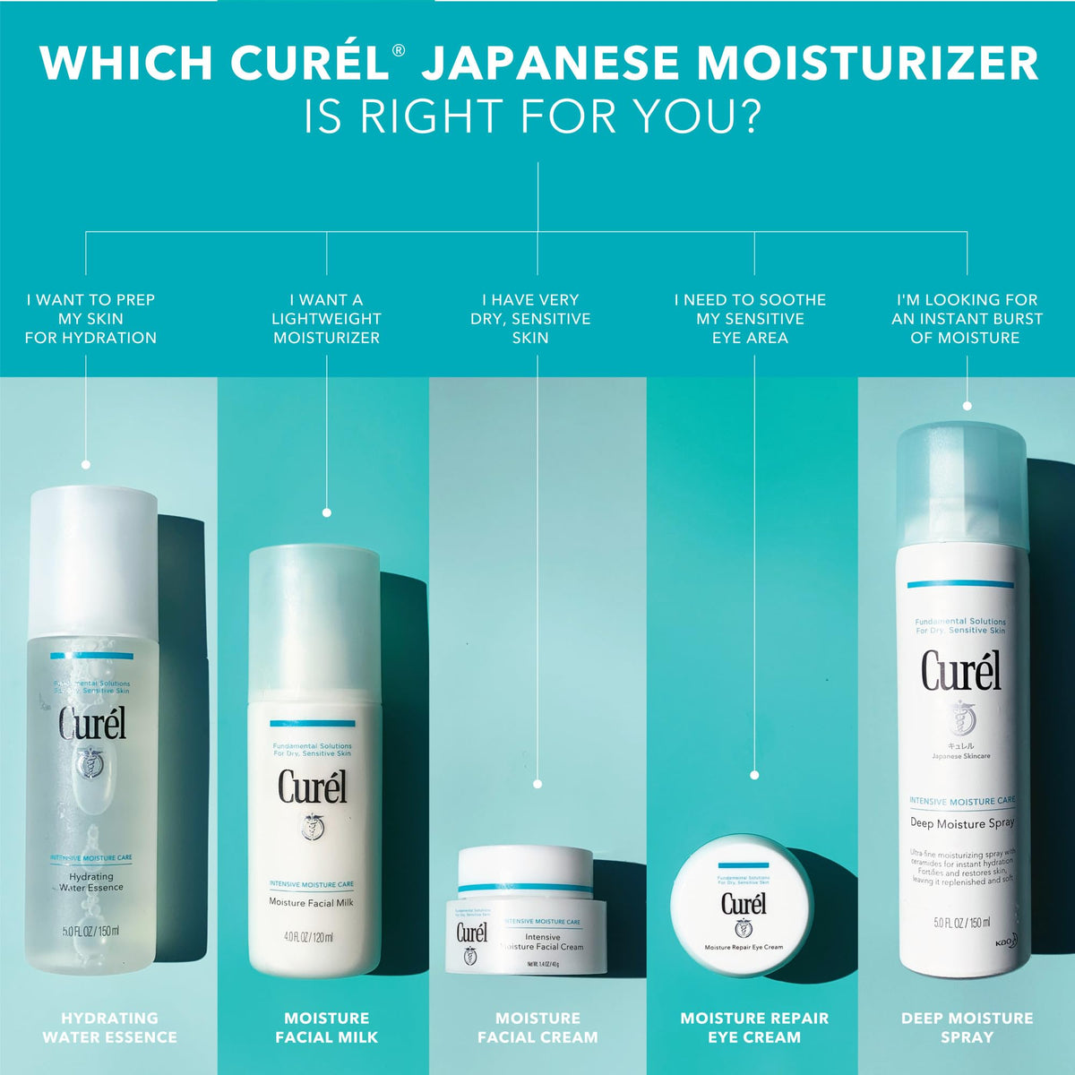 Curel 5 oz bottle next to common items for accurate size comparison.