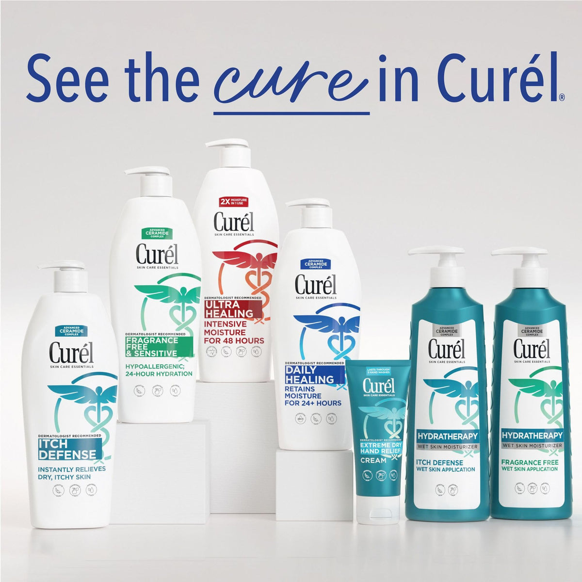 Curel size comparison with hand showing 13 oz scale and usability