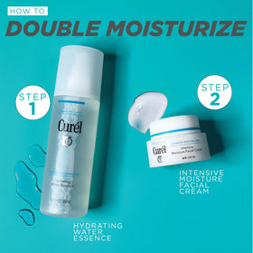 Curel 1.4 oz jar next to a coin for size comparison and travel-friendly benefit