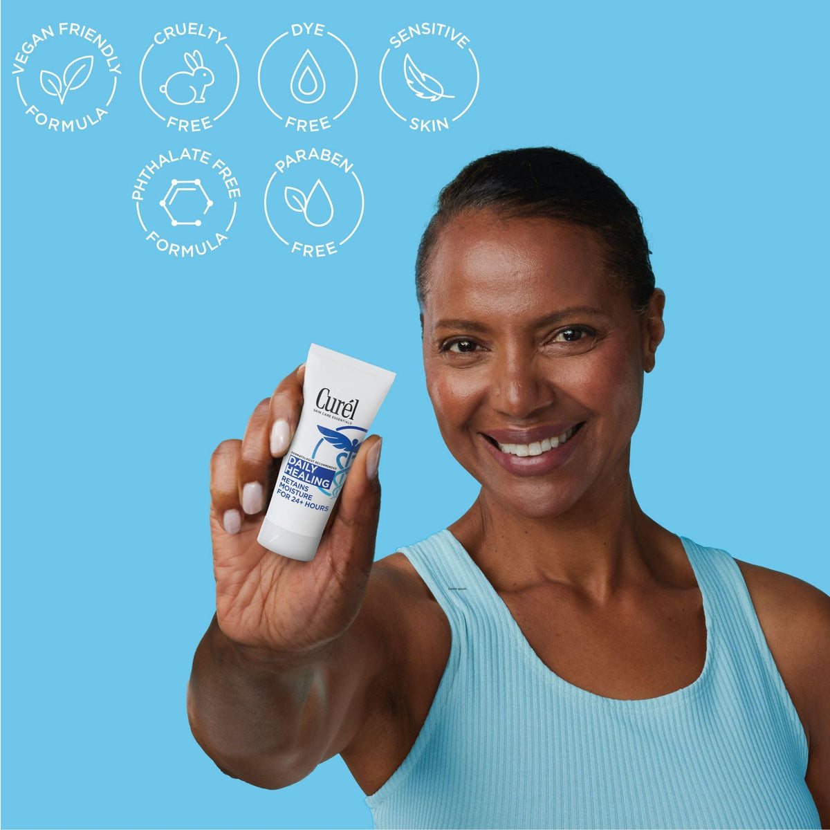 Curel lotion texture close-up illustrating lightweight, fast-absorbing feel