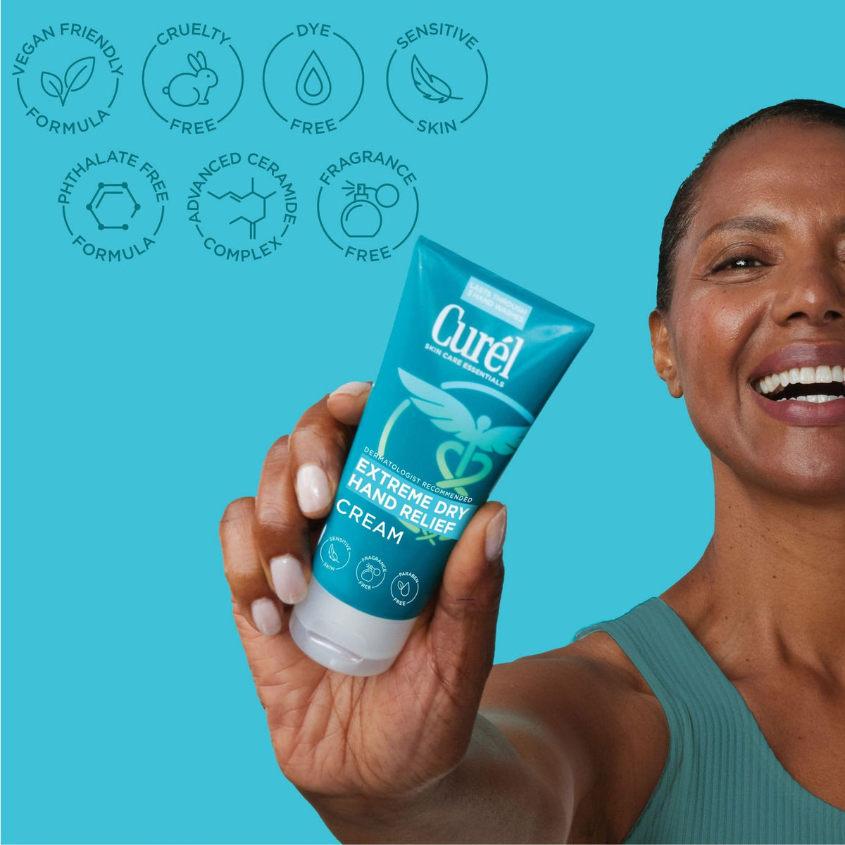 Curel cream texture on fingertip showing quick-absorbing, non-greasy feel