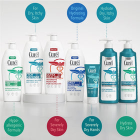 Curel three tubes arranged showing supply for home, work, and travel