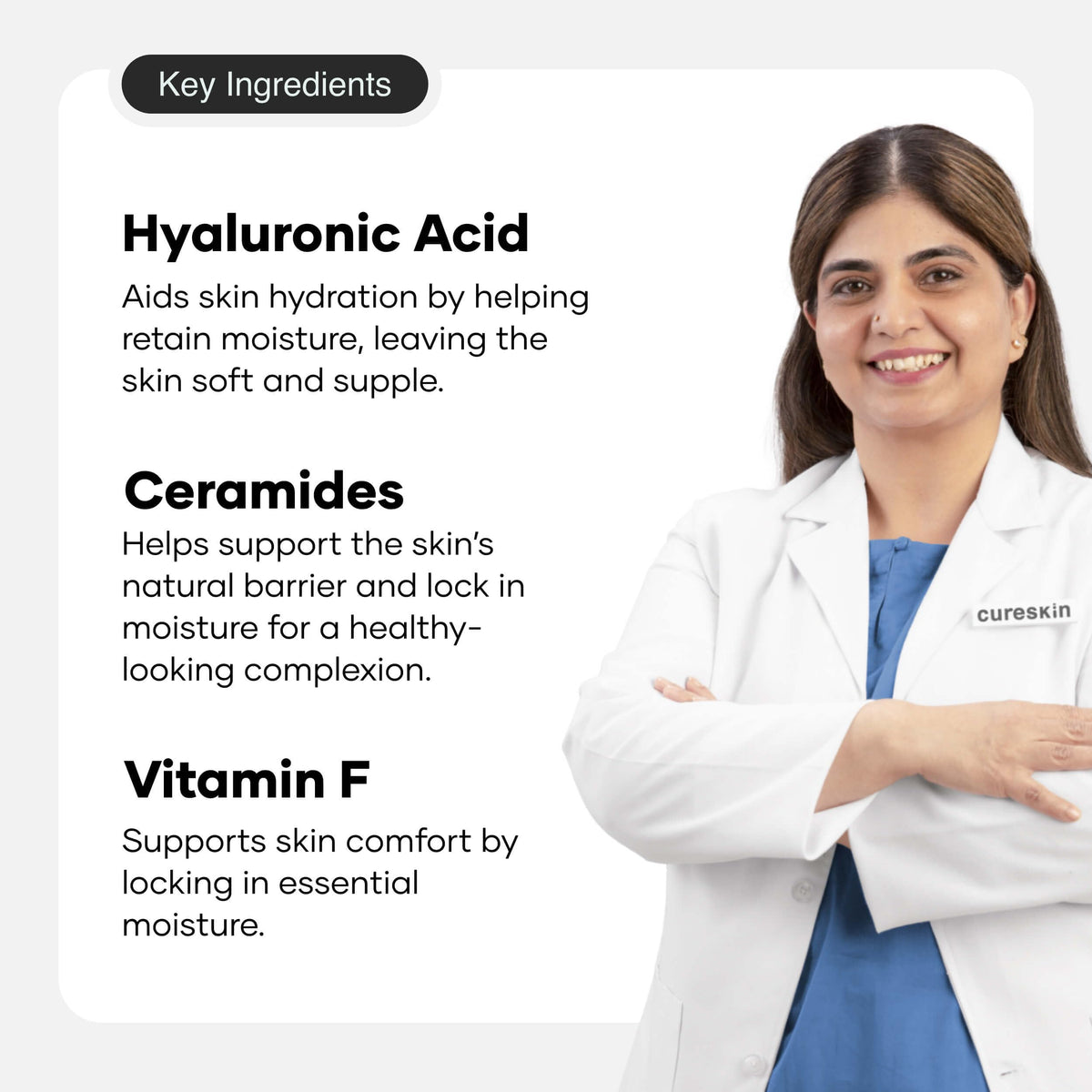 Cureskin applied on hand demonstrating fast absorption and finish