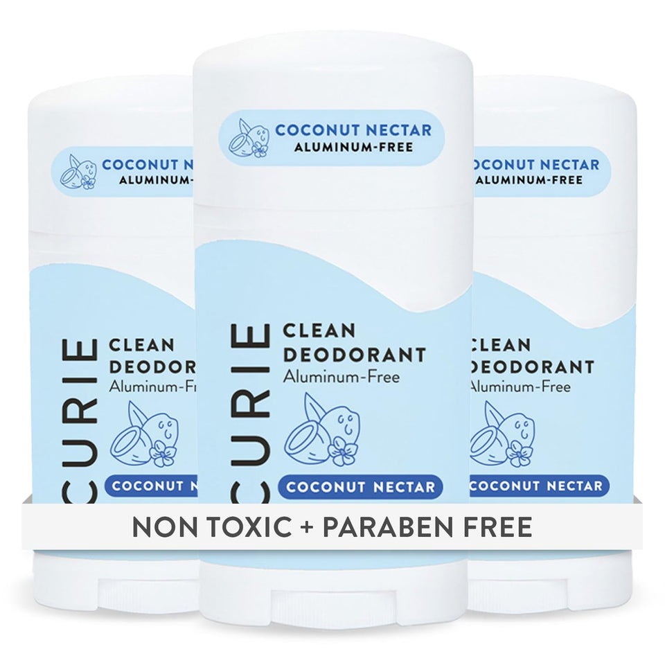 Curie front packaging showing Coconut Nectar scent and clean design benefits