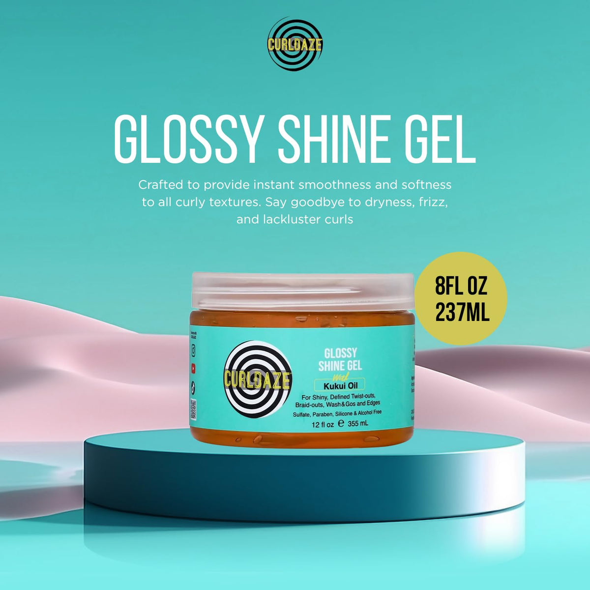 Curldaze open jar texture highlighting smooth gel consistency for easy application