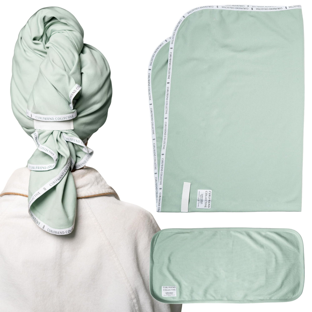 Curlfriend Collective front packaging showing Sage duo and gentle drying benefit