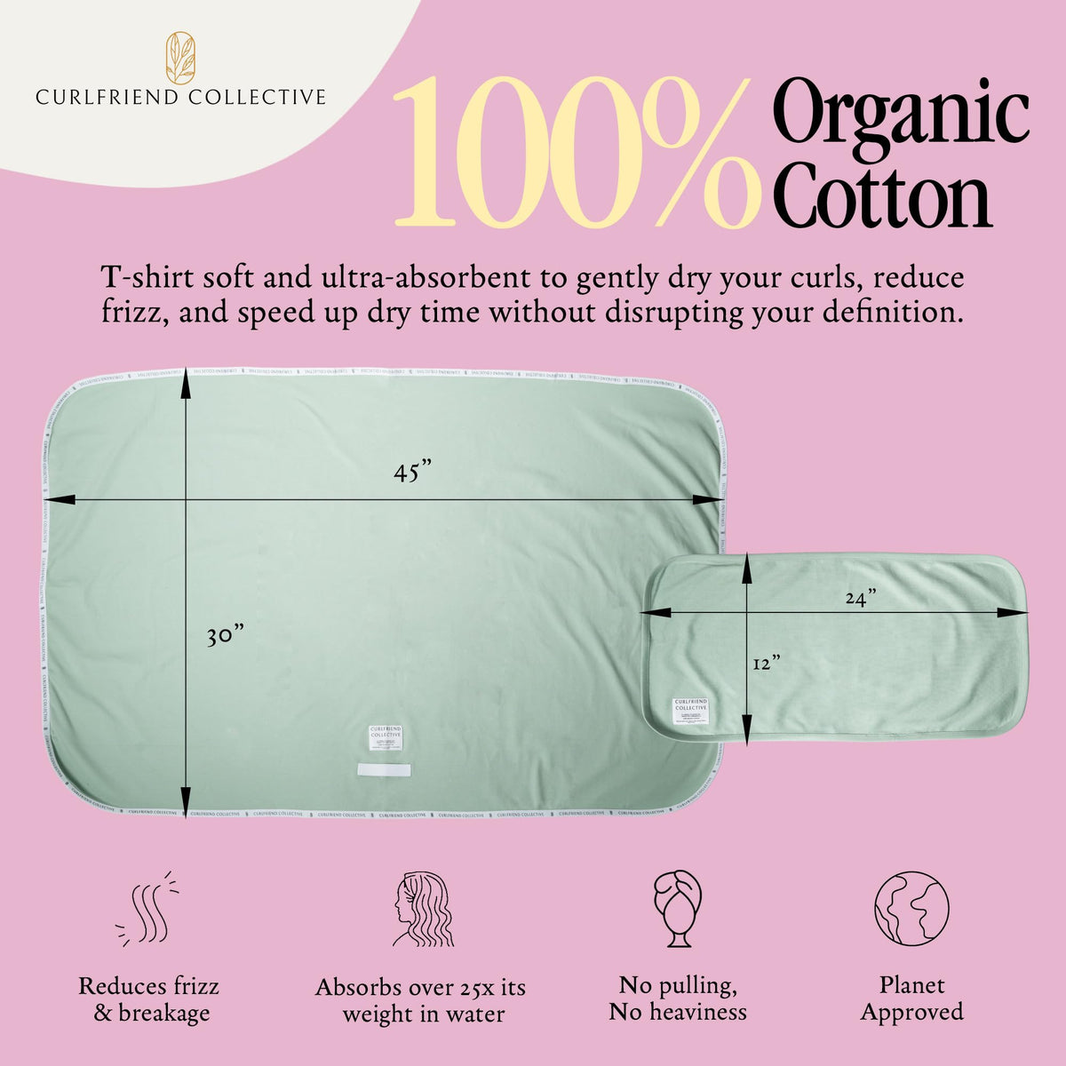 Curlfriend Collective Mini towel packed with travel items for on-the-go drying benefit