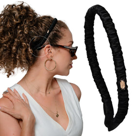 Curlfriend Collective front view of Onyx headband showing elegant shape and comfort