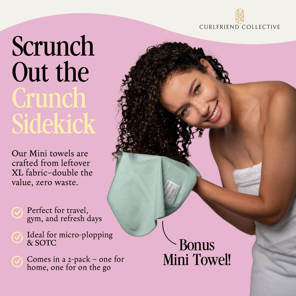 Curlfriend Collective twist-and-tuck detail illustrating no-slip secure wrap benefit