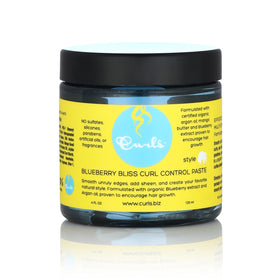 Curls Blueberry Bliss Control Paste front jar showing label and size for quick identification and styling convenience