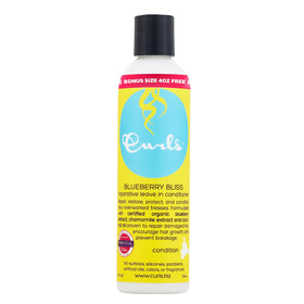 Curls Blueberry Bliss front packaging showing label and 12 oz jar for clear product info and shelf appeal