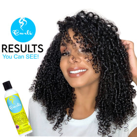 Curls Blueberry Bliss applied in hands to demonstrate easy spread