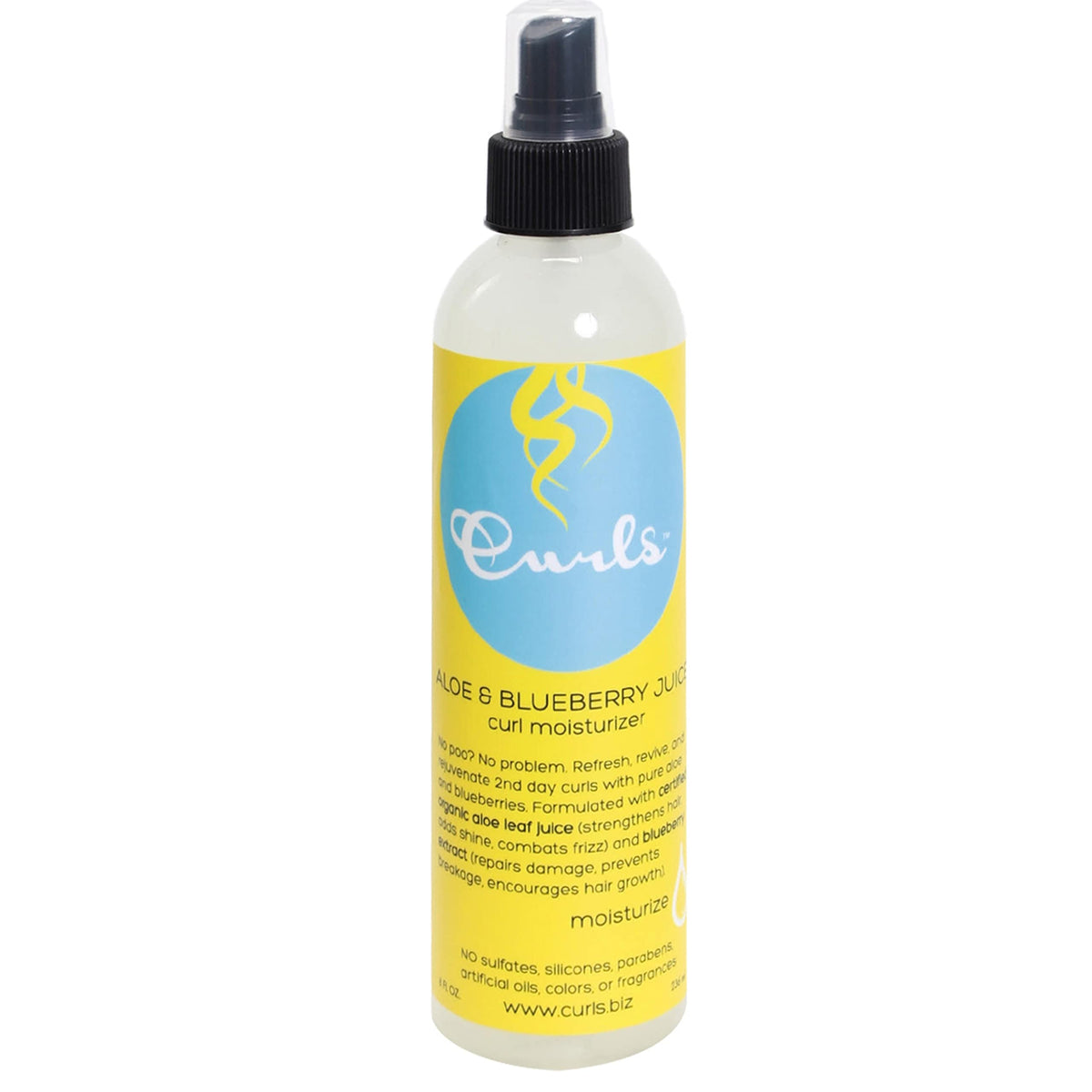 CURLS front packaging showing bottle label and product benefits