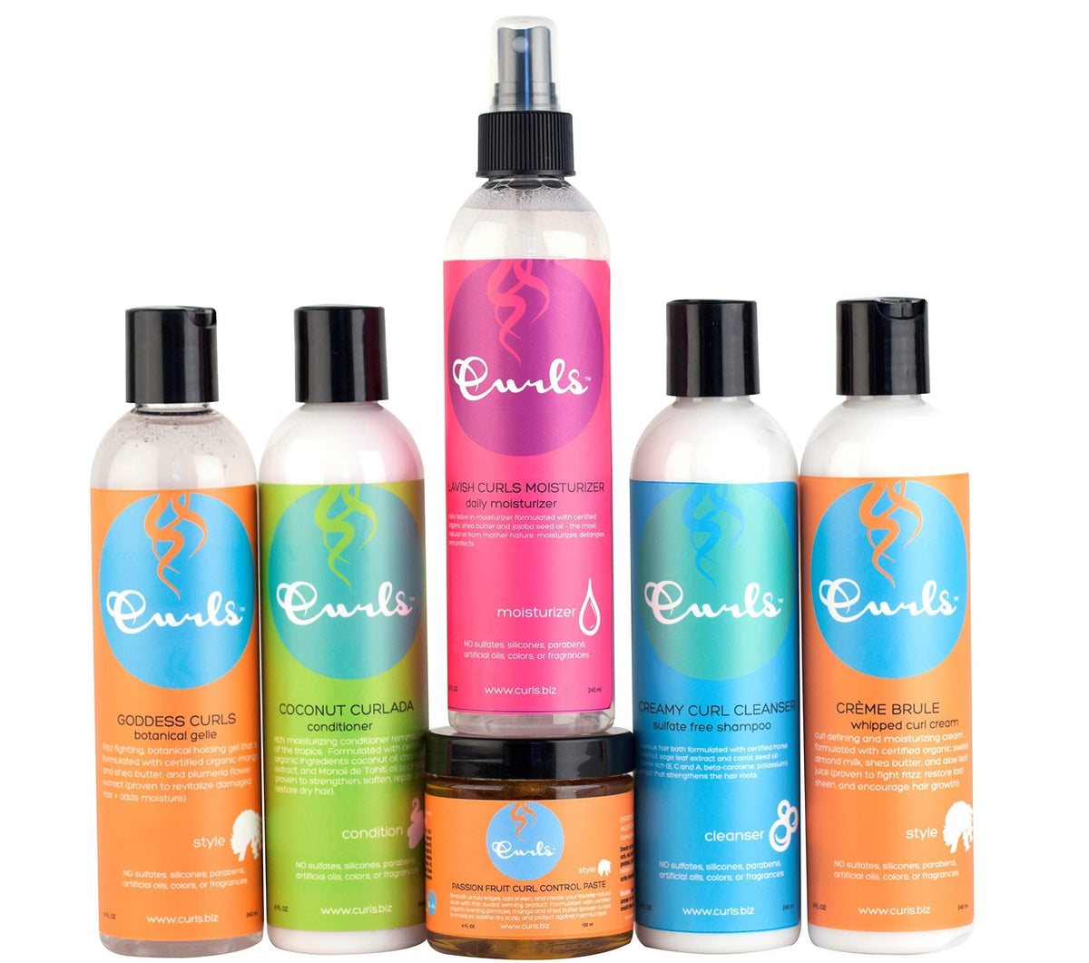 Curls Goddess container next to hand for size comparison and easy travel