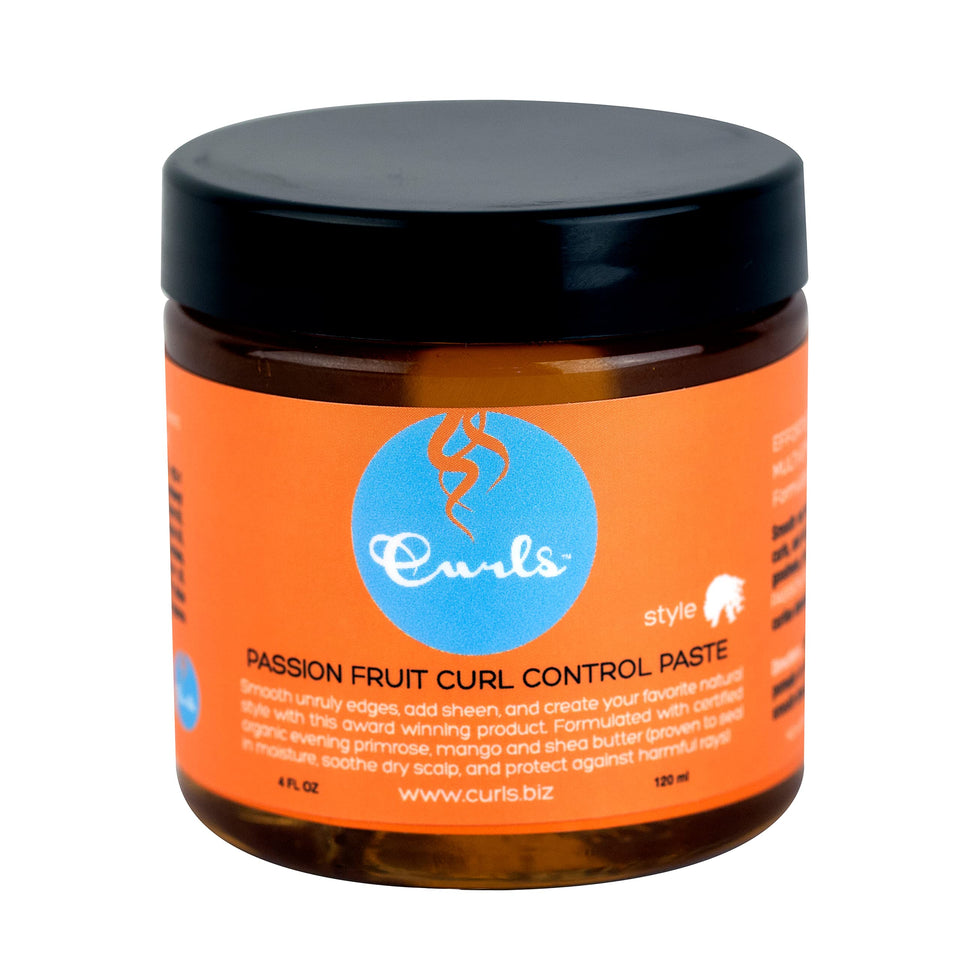Curls Passion Fruit Control Paste front jar showing label and product name for quick identification and styling convenience
