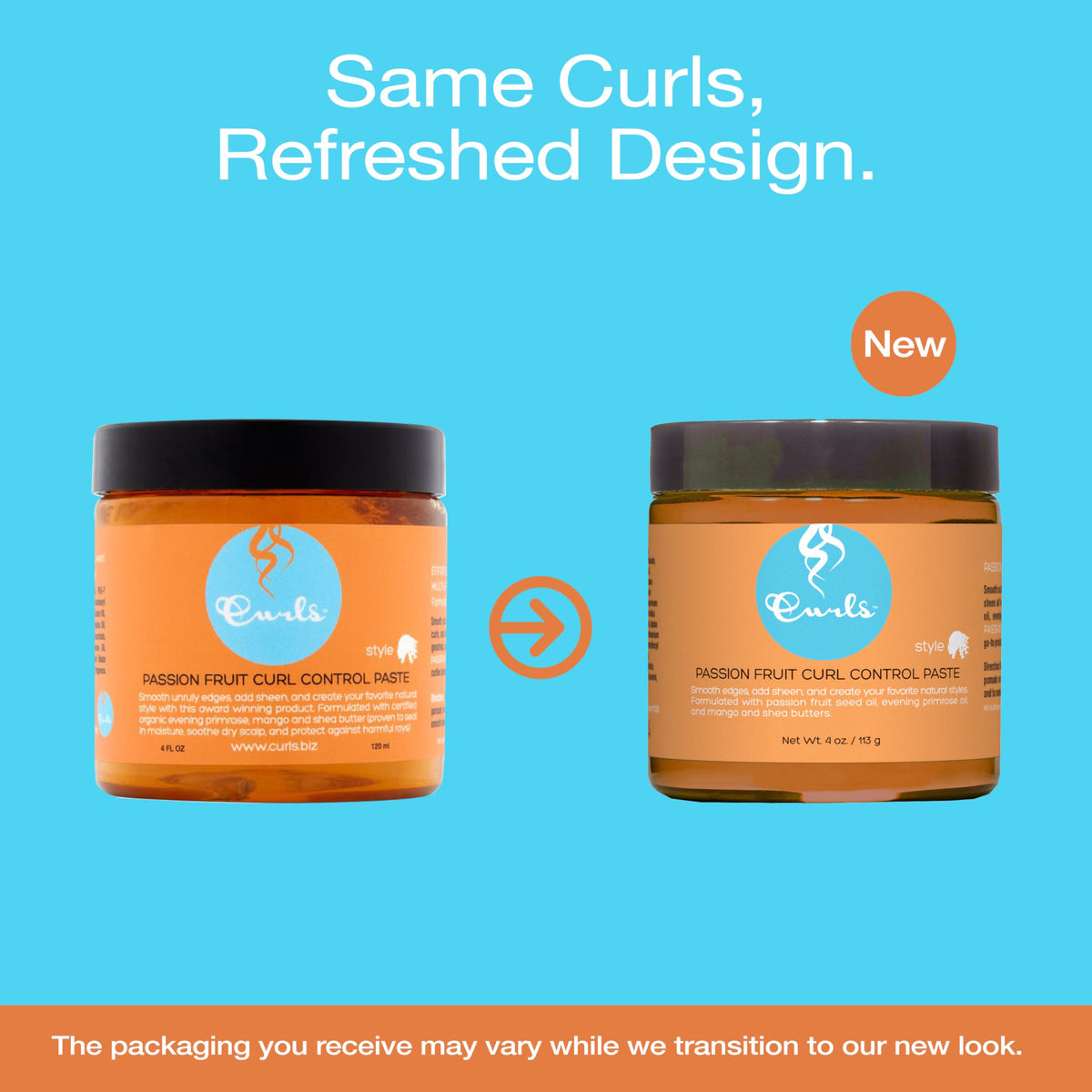 Curls Passion Fruit Control Paste texture close-up showing creamy paste consistency and nourishing butters for smooth application