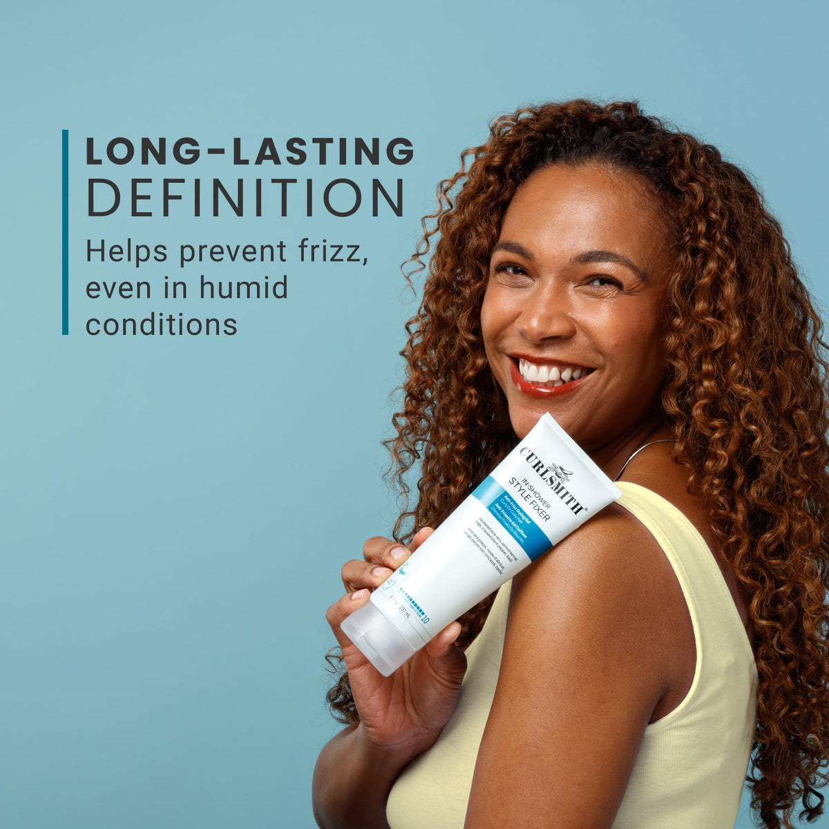 CURLSMITH being applied to wet curly hair for long-lasting definition