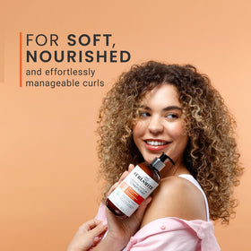 CURLSMITH before and after curls showing improved softness and manageability