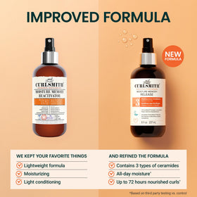 CURLSMITH side-by-side detangling before and after demonstrating smoother strands